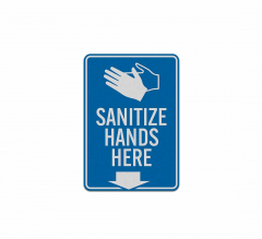Sanitize Hands Here Aluminum Sign (Reflective)