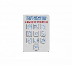 Employees Must Wash Hands Aluminum Sign (Reflective)