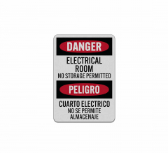 Bilingual OSHA Electrical Room Aluminum Sign (Reflective)