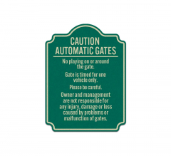 Caution Automatic Gates No Playing Aluminum Sign (Reflective)