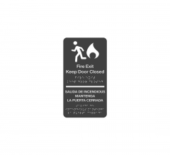 Bilingual Fire Exit Keep Door Closed Braille Sign