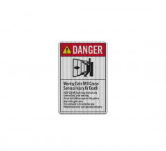 ANSI Danger Moving Gate Aluminum Sign (HIP Reflective)