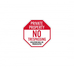 Private Property No Trespassing Violators Will Be Prosecuted Decal (Non Reflective)