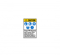 ANSI Caution Proper PPE Required Decal (Non Reflective)