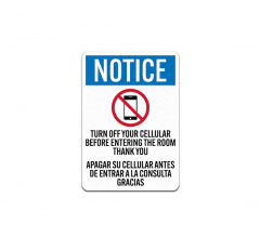 Bilingual Notice Turn Off Your Cell Phones Decal (Non Reflective)