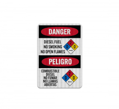 Bilingual Diesel Fuel No Smoking Aluminum Sign (EGR Reflective)