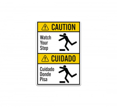 Bilingual ANSI Watch Your Step Decal (Non Reflective)