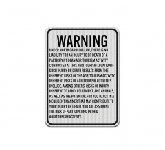 North Carolina Agritourism Liability Warning Aluminum Sign (HIP Reflective)