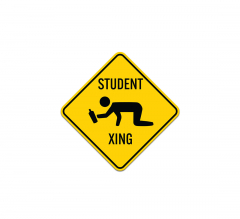 Student Xing with Drunk Student Crossing Symbol Aluminum Sign (Non Reflective)