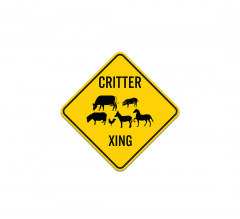 Critter Xing with Multiple Animal Symbols Aluminum Sign (Non Reflective)