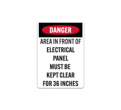 Electrical Panel Must Be Kept Clear Decal (Non Reflective)