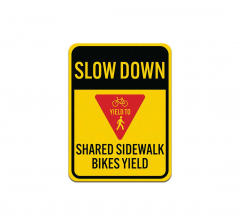 Shared Sidewalk Bikes Yield Aluminum Sign (Non Reflective)