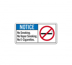 Notice No Smoking No Vapor Smoking Plastic Sign