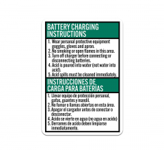 Bilingual Battery Charging Instructions Plastic Sign