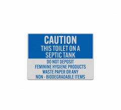 Toilet On Septic Tank Do Not Deposit Feminine Products Decal (Reflective)