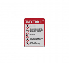 Dumpster Rules No Appliances Aluminum Sign (Reflective)
