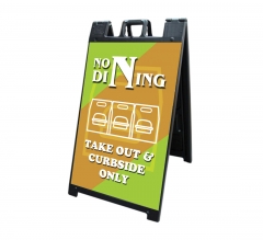 No Dining Take Out and Curbside Signicade Black