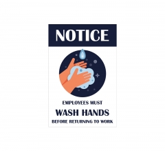 Notice Employees Must Wash Hands Vinyl Posters