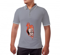 Men's Grey Polo Shirt - Printed