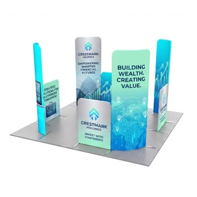 10ft Magnetic Modular Fabric Displays - L Shape Curved