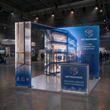 10ft Backlit Trade Show Display - LED Lightbox Display with Counter & Branding Panels