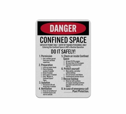 OSHA Confined Space Aluminum Sign (Reflective)