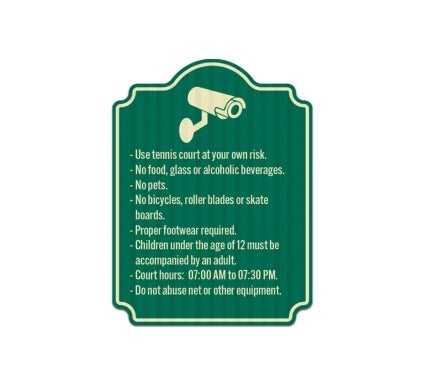 No Pets Tennis Court Aluminum Sign (EGR Reflective)
