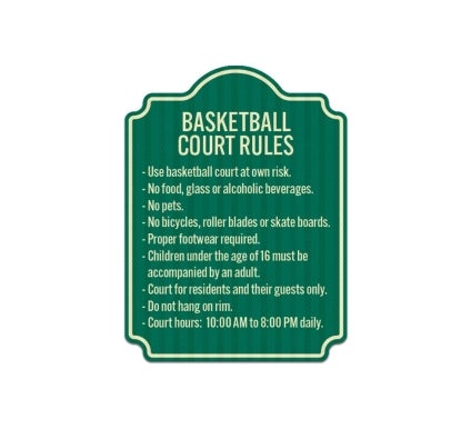 Custom Basketball Rules Aluminum Sign (EGR Reflective)