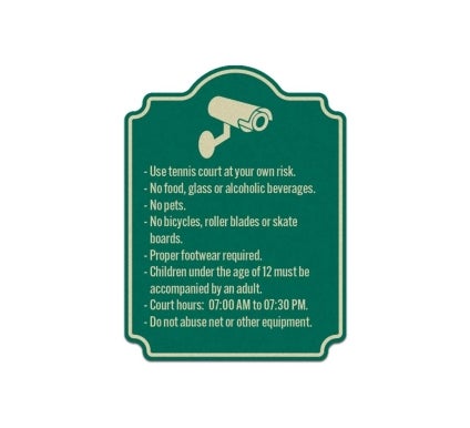 No Pets Tennis Court Aluminum Sign (Reflective)