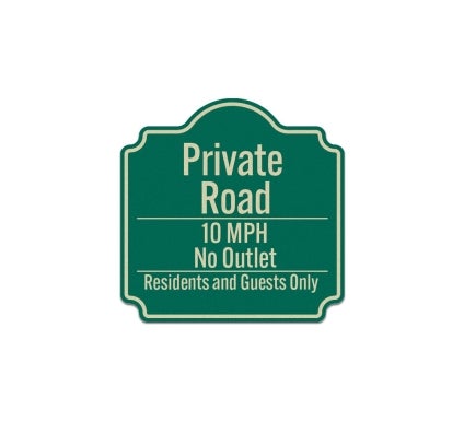 Private Road 10 MPH No Outlet Aluminum Sign (Reflective)