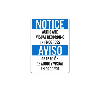 Bilingual OSHA Audio Surveillance Notice Decal (Non Reflective)