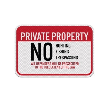 Private Property No Hunting Aluminum Sign (Diamond Reflective)