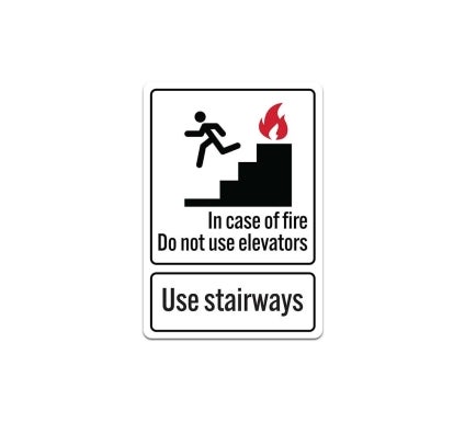 In Case Of Fire Use Stairways Decal (Non Reflective)