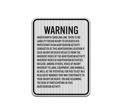 North Carolina Agritourism Liability Aluminum Sign (EGR Reflective)