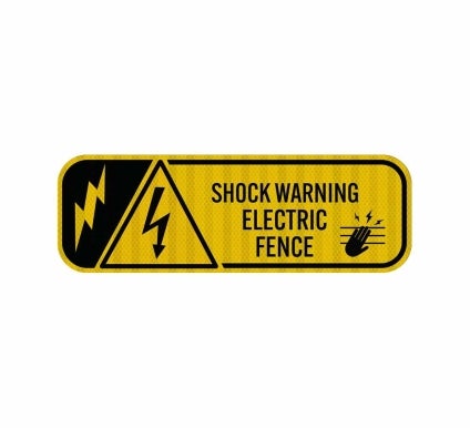 Electric Fence Shock Warning Aluminum Sign (EGR Reflective)