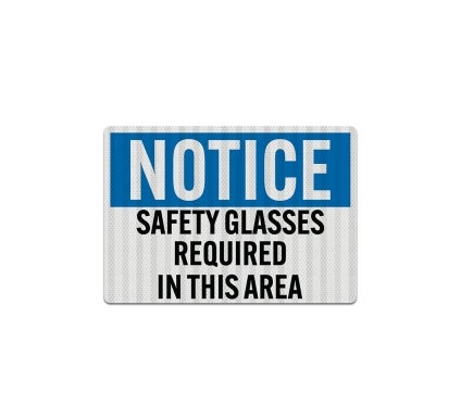 OSHA Safety Glasses Required Decal (EGR Reflective)