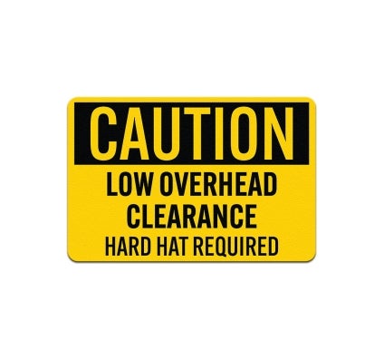 OSHA Low Overhead Clearance Hard Hat Required Aluminum Sign (Non Reflective)