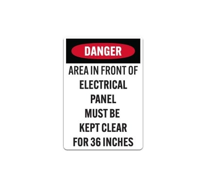 Electrical Panel Must Be Kept Clear Decal (Non Reflective)