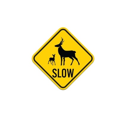 Slow Multiple Deer Crossing Aluminum Sign (Non Reflective)