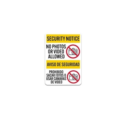 Bilingual No Photos Or Video Allowed Plastic Sign