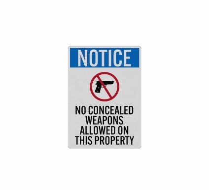 No Concealed Weapons Allowed Decal (Reflective)