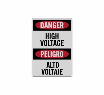 Bilingual High Voltage Warning Decal (Reflective)