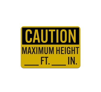 Write-On Maximum Height Decal (Reflective)