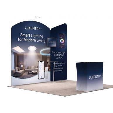 10ft Inline Trade Show Booth - Modular Backwall Display with Counter & Branding Panels