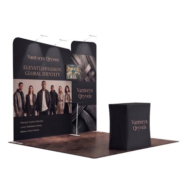 10ft Inline Trade Show Booth - Portable Backwall Display with Counter & Monitor Stand