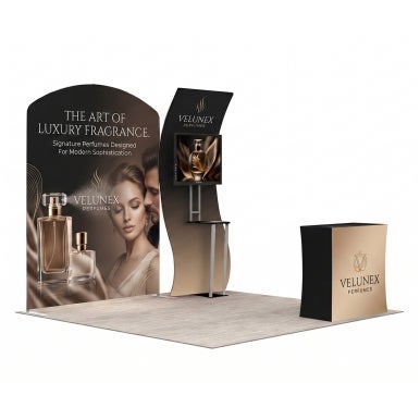 10ft Inline Trade Show Booth- Branding Display with Counter & LED