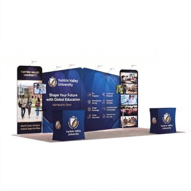 20ft Inline Trade Show Booth - Large Backwall Display with Dual Counters & LED Lighting
