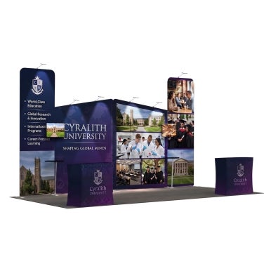 20ft Inline Trade Show Booth - Backwall Display with Counters & Branding Panels