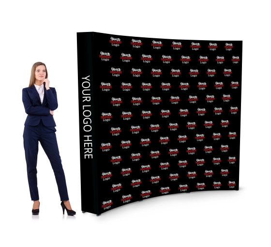 Customizable 8 Ft X 8 Ft Step And Repeat Pop Up Curved Display For Your Professional Needs