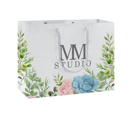 Custom White Paper Shopping Bags (Non-Printed) by BannerBuzz